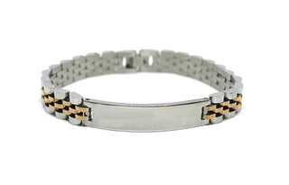 Bracciale Uomo Maglia Jubilè Oro Rosa e Silver con Piastrina
