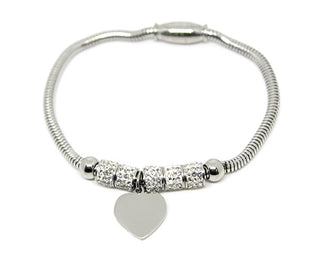 Bracciale Donna Semirigido con Pendente a forma di Cuore e Cristalli Neri