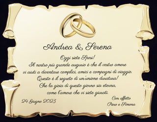 Targa Regalo Matrimonio Personalizzabili Pergamena con Cofanetto | Personalizza nomi e dedica