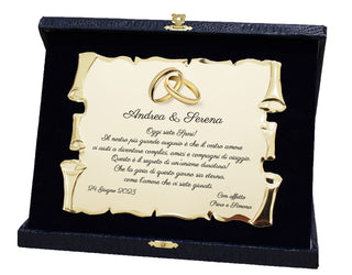 Targa Regalo Matrimonio Personalizzabili Pergamena con Cofanetto | Personalizza nomi e dedica