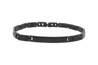 Bracciale Uomo Nero Maglie ad H con Piastrina centrale