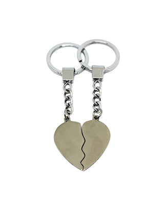 Llavero doble de acero en forma de corazón