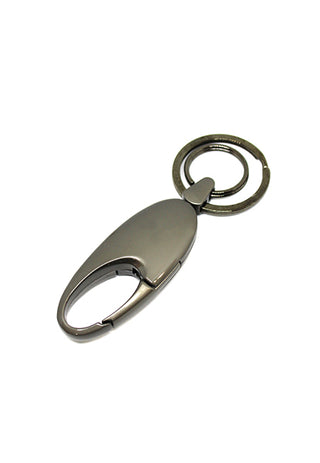 Llavero de acero con mosquetón y doble anilla.