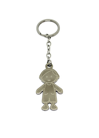 Llavero de acero con colgante en forma de Niño con detalles satinados