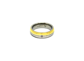 Anello Stondato metà Silver e Oro con Cristallo