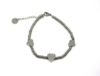 Bracciale Donna Maglia ad Anelli con Cuori e Cristallo