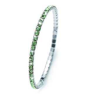 Bracciale elastico. Rodio con cristalli verde chiaro
