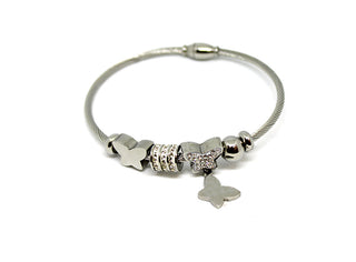 Bracciale Donna Rigido con Farfalle e Cristalli e Chiusura Magnetica