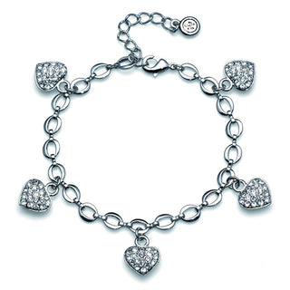 Bracciale catena con cuori pendenti e svarowski
