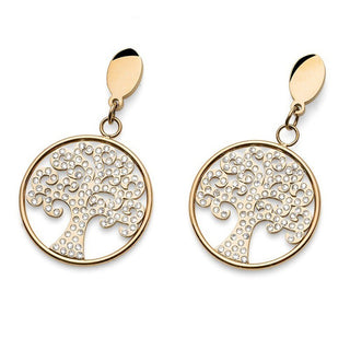 Orecchini albero della vita rosati/oro pendenti
