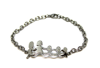 Bracciale Famiglia Maglia a Catena con Mamma, Papà e 3 Bimbi