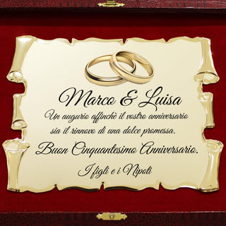 Targa Regalo Anniversario Matrimonio con dedica Elegante