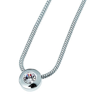 Collar de eslabones redondos con punto de luz. Rodio