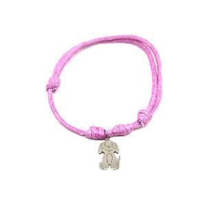 Bracciale Donna con Cordino Rosa e Ciondolo a Cane