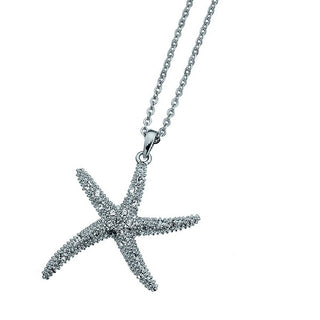 Pendente stella marina e cristalli. Rodio