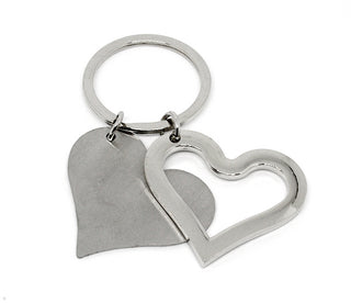 Llavero Doble de Acero con Colgantes en Forma de Corazón