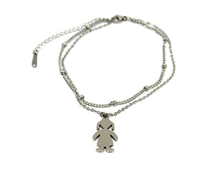 Cavigliera doppia Maglia a Catena con Pallini con Charm Bambina