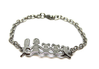 Bracciale Famiglia Maglia a Catena con Mamma, Papà e 3 Bimbe
