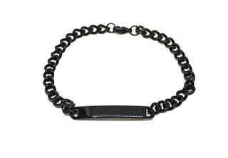 Bracciale Uomo Nero Maglia a Catena piatta con Piastrina