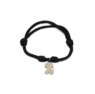 Bracciale Donna con Cordino Nero e Ciondolo a Cane
