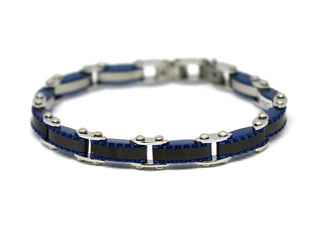 Bracciale Uomo Maglie lavorate Nere, Blu e Silver