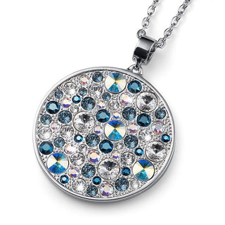 Collana tondo grande rodio blu