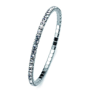 Bracciale elastico. Rodio con cristalli bianchi