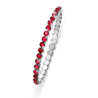 Bracciale elastico. Metallo Rodiato con cristalli rossi