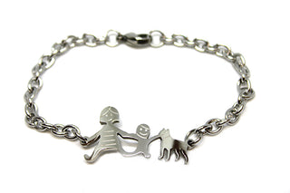Bracciale Famiglia Maglia a Catena con Mamma, Bimbo e Cane