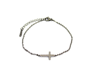 Bracciale Donna Maglia a Catena Fine con Croce centrale