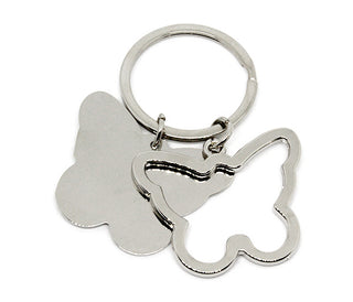 Llavero de metal con doble mariposa