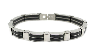 Bracciale Uomo in Caucciù con inserti in Acciaio