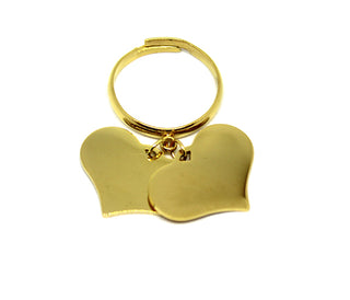 Anillo con Colgante de Oro Corazones