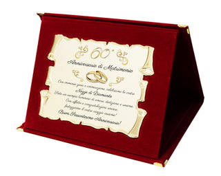 Targa Sessantesimo Anniversario di Matrimonio | Elegante Regalo 60° Nozze di Diamante | Pergamena Dorata e cofanetto blu (Blu e Dorato, 60)
