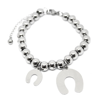 Bracciale Donna Maglia a Pallini grandi con Charms a forma di Ferro di Cavallo