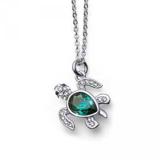 Collana con Tartaruga pendente e pietra Verde