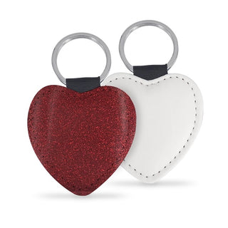 Llavero corazón de ecopiel rojo brillante con forma de corazón