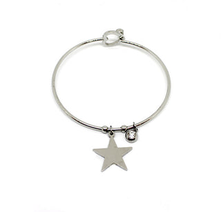 Bracciale Donna Rigido con Ciondolo a Stella e Chiusura Cuore con Cristalli