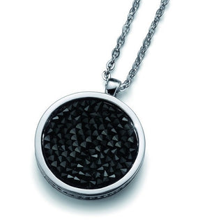 Pendente Rocks cristalli neri. Rodio