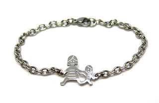 Bracciale Famiglia Maglia a Catena con Mamma e Bimbo