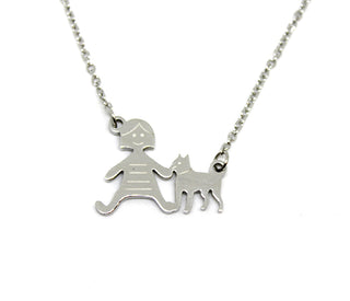 Collana Famiglia Maglia a Catena con Mamma Cane