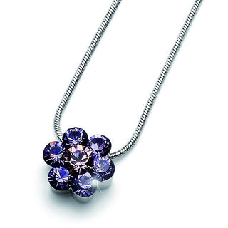 Pendente flower e cristalli viola. Rodio