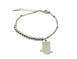 Bracciale Donna Maglia a Catena e a Pallini con Gufo