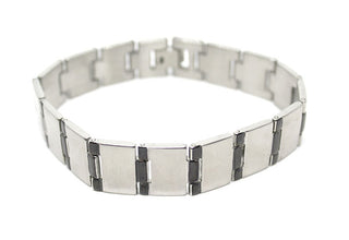 Bracciale Uomo Maglie a bande larghe Nere e Silver