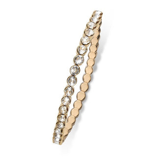 Bracciale elastico. Color oro con cristalli bianchi