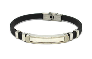 Bracciale Uomo in Caucciù con Piastrina in rilievo