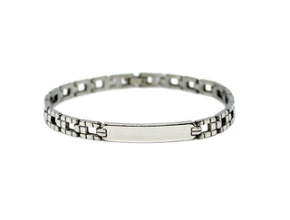 Bracciale Uomo Maglie lavorate a Quadretti con Piastrina