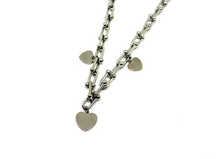 Collana Donna Maglia a Catena spessa con Ciondoli a forma di Cuore
