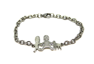 Bracciale Famiglia Maglia a Catena con Lui, Lei e Cane