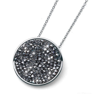 Collana tondo grande e cristalli grey